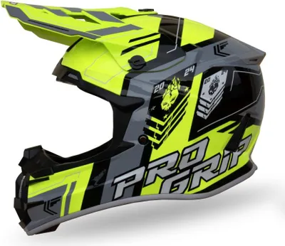 Zdjęcie produktu dla Kask Cross Progrip XL PG3080 Spirits Yellow Fluo ECE 22R06 2024