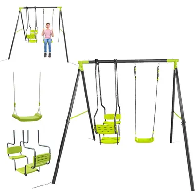 Image de Portique de balançoire tandem Deluxe – 1 siège simple et 1 siège face-à-face (nacelle)