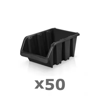 Produktbild von 50 Stück Lagerbox schwarz, 15,5x10x7cm, stapelbar und platzsparend nestbar