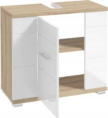 Zdjęcie produktu dla Szafka pod umywalkę z wycięciem na syfon 70x62,5x31,5cm Dąb sonoma Biały Rita