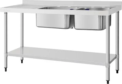 Produktbild von Vogue Edelstahlspüle Doppelwaschbecken Abtropffläche Links 150X60Cm