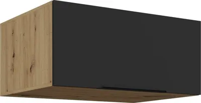 Produktbild von LUNARA Tiefhaubenunterschrank – Breite 80 cm, Schwarz/Eiche Artisan