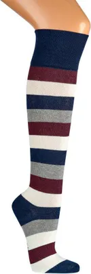Produktbild von FussFreunde 2 Paar Geringelte Kniestrümpfe, Gemustert, Marine-Gestreift, Größe 39-42
