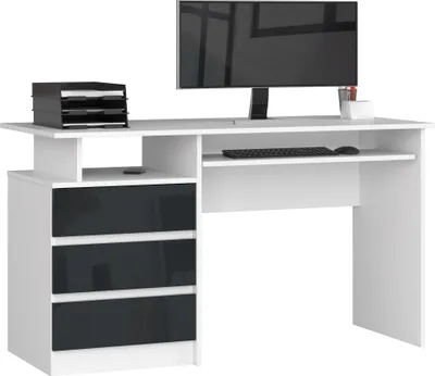 Produktbild von Schreibtisch 135x60cm 3 Schubladen Computertisch Tastaturauszug