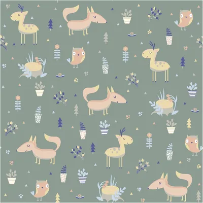 Produktbild von Tapeteneffekt-Aufkleber – GRAIRIE ANIMALS – 50 x 50 cm