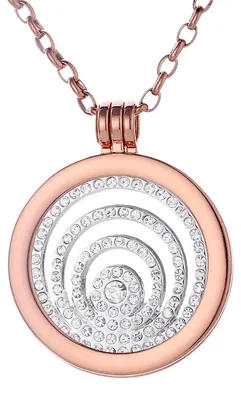 Produktbild von Morella Damen Halskette roségold 70 cm Edelstahl mit Amulett und Coin 33 mm Zirkoniaringe in Schmuckbeutel