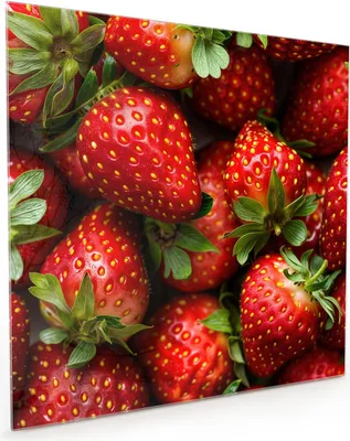 Produktbild von Küchenrückwand Spritzschutz Glas mit Motiv Frische Erdbeeren 40 x 40 cm