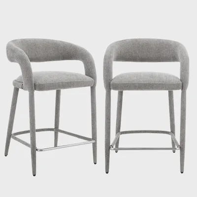 Produktbild von sweeek - 2er-Set moderne Barhocker mit Stoffbezug - Taupe