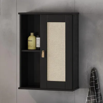 Produktbild von Badoberschrank 52x70cm 'Seattle' Kiefer massiv schwarz