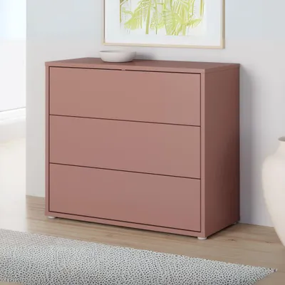 Immagine prodotto di Forte ALICE SPRINGS cassettiera 95 100, credenza moderna con 3 cassetti, camera da letto, soggiorno, materiale a base di legno, terracotta, 94,8 cm di larghezza x 83,1 cm di altezza x 41,5 cm di profondità