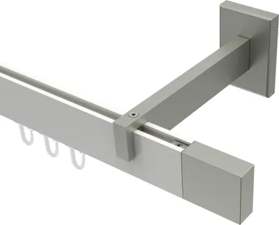 Produktbild von Interdeco Innenlaufstange / Gardinenstange mit Innenlauf Weiß / Edelstahl-Optik, Typ Smartline Lox (Quader), 14x35 mm 1-läufig, 140 cm