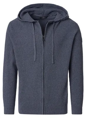 Produktbild von CASAMODA Herren Strickjacke Kapuze Zipper Regular Baumwolle Grau 3XL