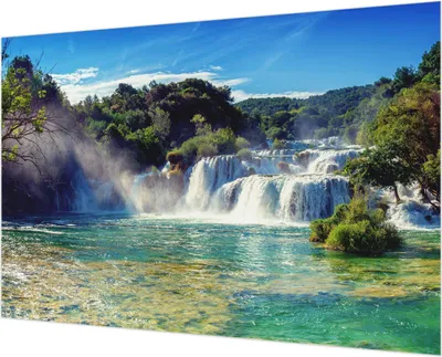 Produktbild von Wandtapete - Dekorative Tapete für Wohnzimmer - Tapetenfolie für Wanddekoration - 152x104 cm - Wasserfalllandschaft