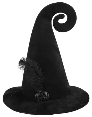 Hexenhut mit Feder, schwarz, für Damen, Halloween-Kostümzubehör