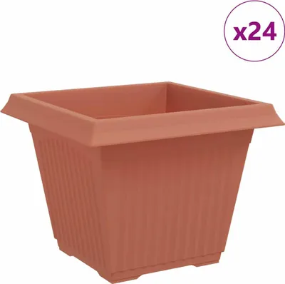 Produktbild von vidaXL Quadratischer Blumentopf 24 pcs Ziegelrot 43 x 43 x 33,5 cm