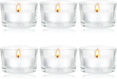 Productafbeelding van Transparante glazen theelichthouders - Set van 6 - 4,7 x 4,7 x 3 cm - Bruiloft - Verjaardag - Kaarslicht diner