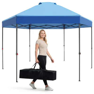 Immagine prodotto di Gazebo COSTWAY 3,6x3,6 m, gazebo pop-up esagonale impermeabile, gazebo da giardino con altezza regolabile, parasole e borsa per il trasporto, tenda pieghevole per feste