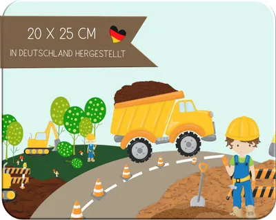 Produktbild von Kinder Frühstücksbrettchen  Baustelle , Brettchen Kunststoff, 20x25 cm