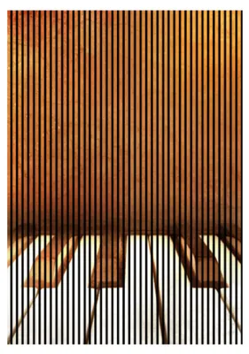 Produktbild von Akustikpaneele mit Digitaldruck Jazz02 19 x 1693 x 2400 mm Klavier Tasten Musik MDF PET-Fasern Wandpaneele Braun Weiß 3 Einzelplatten