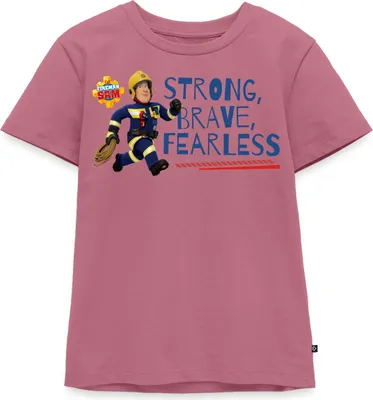 Produktbild von Spreadshirt Feuerwehrmann Sam™ Strong, Brave, Fearless Kinder Premium T-Shirt, 134/140 (8 Jahre), Mauve