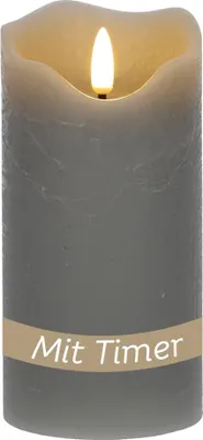 Produktbild von LED Echtwachskerzen mit Timer Led Kerzen mit Timerfunktion und flackernde Flamme realistische Led Echtwachs Stumpenkerzen mit beweglicher Flamme 7,5 x 15 cm Grau