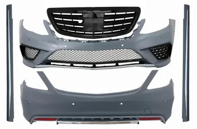 Zdjęcie produktu dla Zestaw karoserii do Mercedesa klasy S W222 (2013–06.2017) w stylu S63 z czarną osłoną chłodnicy.