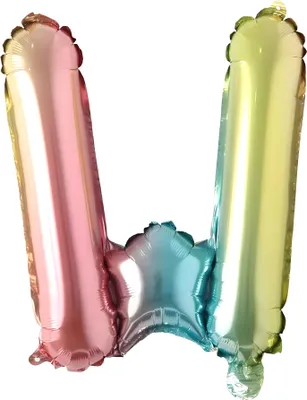 Produktbild von Folienballon Buchstabe W, regenbogen bunt, ca. 40 cm, für Luftbefüllung
