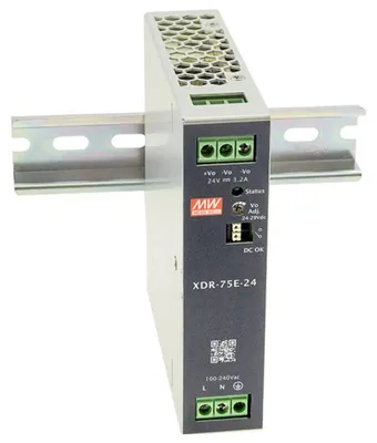 Immagine prodotto di MEANWELL XDR-75E-12 Alimentatore industriale CA-CC guida DIN 75,6 W 12 V 6,3 A