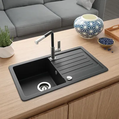 Produktbild von Rein Schwarz LINDBERGH® Granit Spüle "VEL44" Einbauspüle Küchenspüle Spülbecken