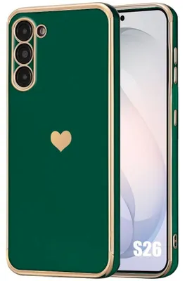 Image de Coque pour Samsung Galaxy S26, Silicone avec Motif Cœur Protection Antichoc Slim Vert Nuit