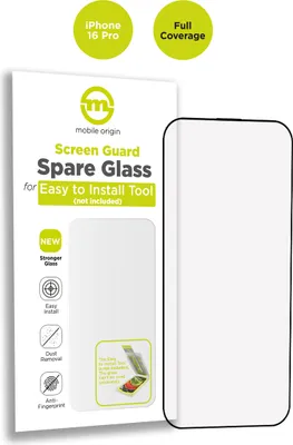 Produktbild von Mobile Origin Green Screen Guard, Apple, iPhone 16 Pro, Kratzresistent, Schlagfest, Wasserdicht, Fallbeständig, Transparent, Schwarz, 1 Stück(e)