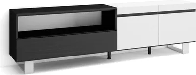 Produktbild von TV-Schrank, Lowboard, 200x35x57cm, Für TV-Geräte bis zu 80", Industriedesign, Weiß und Schwarz