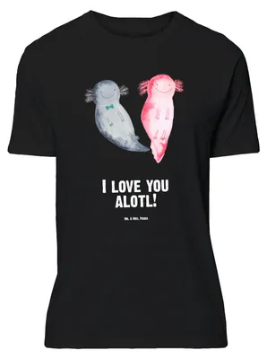 Produktbild von Mr. & Mrs. Panda Tshirt Axolotl Liebe - Schwarz - Geschenk, Freundin, Oversize T-Shirt, für, mit Spruch, Frauen, Shirt, Mitbringsel, Partner, Valentinstag, Hochzeitstag