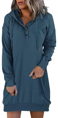 Immagine prodotto di Felpa con cappuccio oversize da donna, colore blu navy