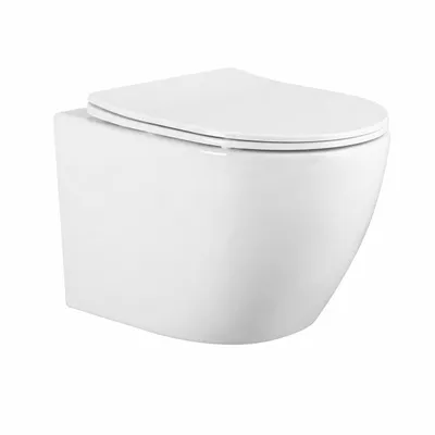 Produktbild von sanicomfort Wand-WC-Set NEMOS spülrandlos mit Tornado-Spülung, abnehmbarem Duroplast-WC-Sitz mit Absenkautomatik, verdeckte Befestigung, 36 x 48,2 cm, KI-generiertes Bild