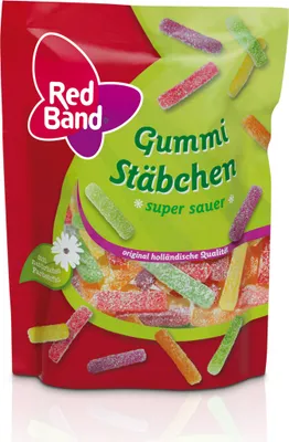 Produktbild von Red Band bunte Gummi Stäbchen gezuckert und super sauer 200g