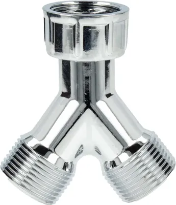 Produktbild von tecuro 2-Wege Y-Verteiler Gabelstück allseitig 3/4 Zoll AG/AG/IG - Messing glanzverchromt