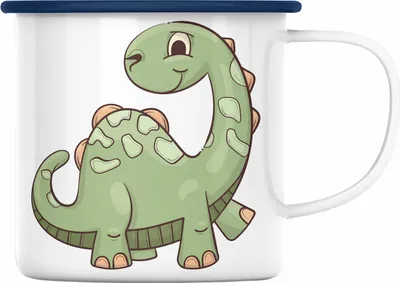 Produktbild von Trendation - Coole Emaille Tasse für Dinofans Dinosaurier Geschenkidee Jungs Jungen Geschenke Lustig (Blau)