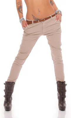 Productafbeelding van Fashion4Young 10777: Skinny chino broek voor dames, strakke legging, stretchstof