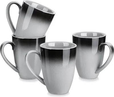 Obrázek produktu pro Sada 4 hrnků Famanu Mokkenset – objem 550 ml, porcelán, s velkou uchem – vhodné do mikrovlnné trouby a myčky