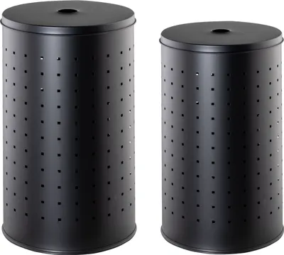 Produktbild von Wäschesammler-Set 2-teilig - Schwarz - Edelstahl - 37 Liter - 54 Liter