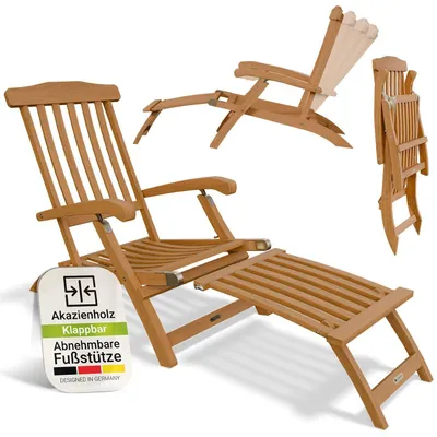 Produktbild von Juskys® Sonnenliege Evia wetterfest klappbar geöltes Akazienholz Natur