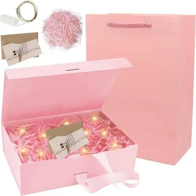 Immagine prodotto di Confezione regalo con coperchio e chiusura magnetica, luce LED, matrimonio, compleanno