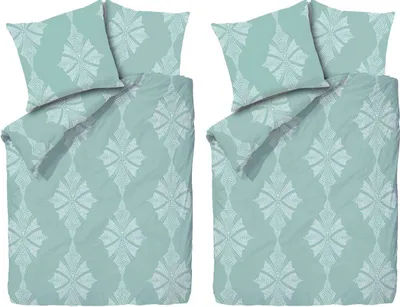 Produktbild von aboutyourhome bettwäsche Fleece Bettwäsche Winter Ornamente 135x200 80x80 diverse Farben, 4tlg. / Grün