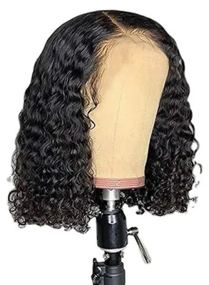 Produktbild von Kurze Bob-Perücken, Deep-Wave-Perücken mit Netz, kurze lockige Bob-Perücken, kleberfreie maschinell gefertigte Perücken