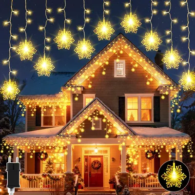 Lichtsnoer IJsregen 10 m 240 LED Schneeflocken warmweiß Timer