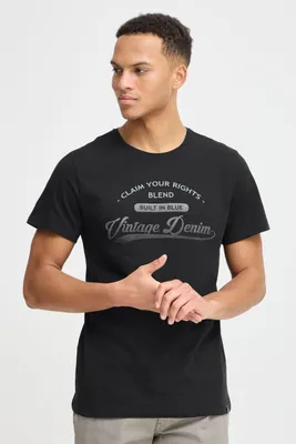 Produktbild von BLEND BHPillo Herren T-Shirt Kurzarm Shirt mit Print Rundhals-Ausschnitt Baumwollmischung Regular fit