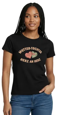 Produktbild von Spreadshirt Mutter-Tochter Herz an Herz Frauen T-Shirt, S, Schwarz