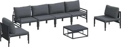 Immagine prodotto di vidaXL Set di divani da giardino con cuscini 7 pezzi in acciaio nero