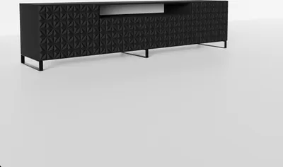Produktbild von TV-Schrank Cali III Fernsehschrank TV-Lowboard 200 cm Fronten gefräst wie ein Kaleidoskop modernes Design dreitürig (Farbe: schwarz, schwarz)